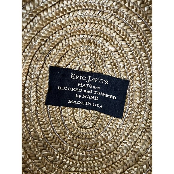 ERIC JAVITS Straw Sun Hat Boho Beaded Bucket Cloche USA Women’s Resort Rainbow - Picture 10 of 10